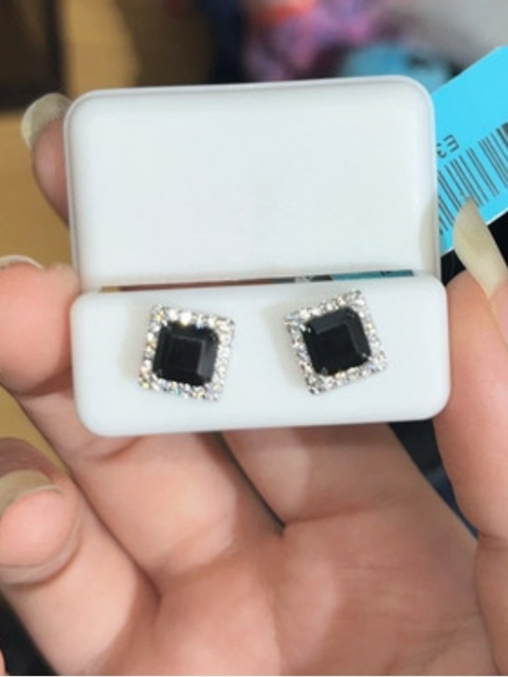 Brand new black onyx sterling silver genuine earrings